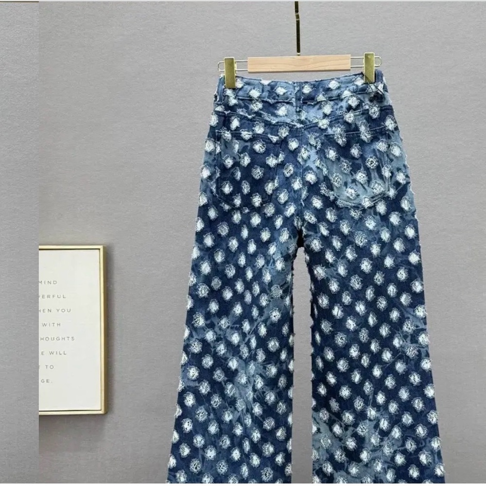 Stylish Blue Patterned Women's Jeans